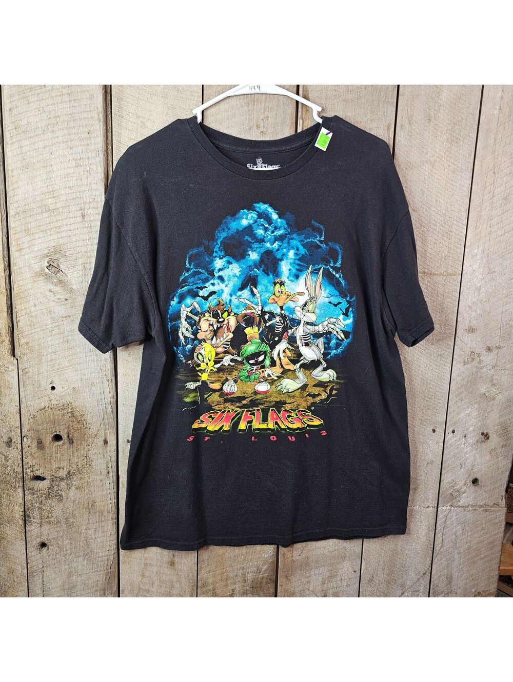 Six Flags St. Louis Looney Tunes Halloween Graphic T-Shirt Large Black